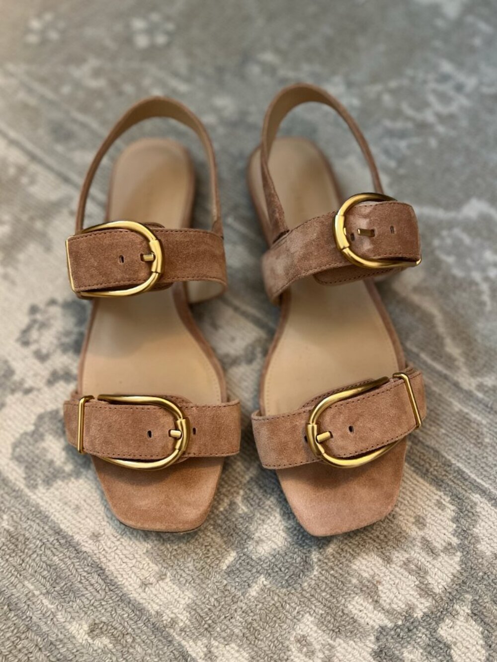 Veronica Beard Suede Double Buckle Slingback Sandals Taupe Size 8